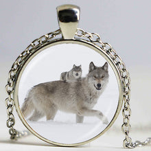 vintage mom and baby wolf pendant necklace snow wolf statement necklaces 20