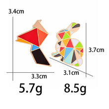red pink Origami birds rabbit Enamel Pin colorful geometry shapes pins and