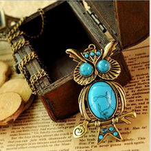 New Women Vintage Gold Silver Plated Rhinestone OWL Pendant Long Chain Neck