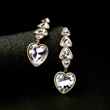 Alloy Crystal Heart Drop Earrings for Women Fashion Jewelry New Arrival Gol