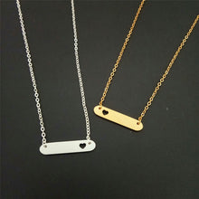 Minimal Bar With Heart Collar Necklace Women Boho Jewelry Stainless Steel G