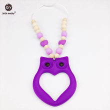 Let's Make Baby Teething Jewelry 4pc Chewable Silicone Owl Wooden Bead Teet