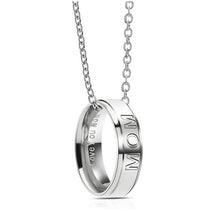 Fashion Charm Stainless Steel MOM DAD Pendant Necklace Carved Letters Love