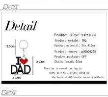 I Love mom keychains I love dad mama papa Enamel Key ring Black blue Red st