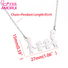 AMORUI New Family of Four Stainless Steel Choker Statement Necklace Women G