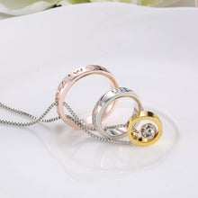 Pendant Necklace Clear Stone Crystal with Box Chains Engraved"I Love You Mo