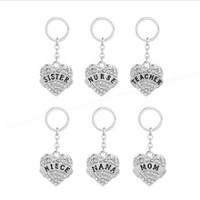 mom daughter teacher Best friend Keychain Heart  Imitation Diamonds Key Rin