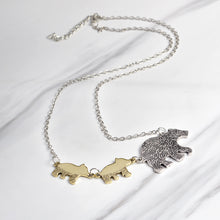 Miss Zoe Mama Bear and Cub Animal Pendant Necklace Gold Silver Mother Kids