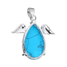 YYW Natural Real Stone Pendants Jewelry Women Mom Lucky Wings Teardrop Quar