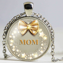 Fashion Silver Plated Love Mom Heart Glass Long Necklace Women Daughter Bir