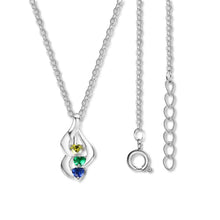 Personalized 925 Sterling Silver 3 Birthstone Necklace Pendants Birthday Mo