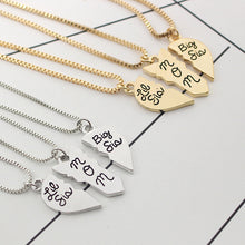 3pcs/set Lettering Necklace"Little Sis MOM Big Sis" Love Heart Pendant Moth