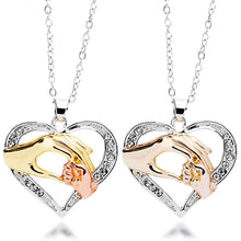 Fashion Mom Baby Mother Child Mom Daughter Hand in Hand Rhinestone Heart Pe