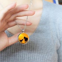 Wholesale Glass Dome Pendant mom and baby horses necklace horse silouette j