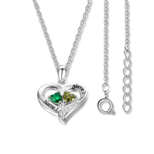 Personalized 925 Sterling Silver 2 Birthstone Necklace Pendants Engraved He