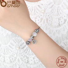 BAMOER Original 925 Sterling Silver Heart Bangles & Bracelet with Mom Penda