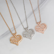 Miss Zoe Hollow Love Heart Pendant Necklace Rose Gold Silver Heart Shaped M