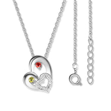 Personalized 925 Sterling Silver 2 Birthstone Necklace Pendants Engraved He