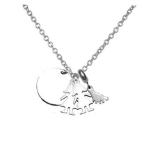 Mom Papa Gift Personalized Baby Twins Name Necklace Pendant With Footprint