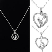 Mothers Day Gifts For Mom Love Necklace Embrace Baby Rhinestone Pendant Lon