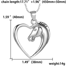 Fashion New jewelry plated white K Horse in Heart Necklace Pendant Necklace