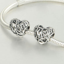 Openwork Heart Mom Charms Beads 925 Sterling Silver Jewelry Fits Pandora St