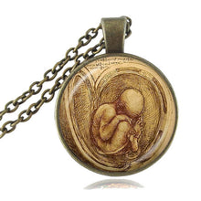 Fetus Necklace Leonardo  Drawing Pendant Artist Doctor Midwife Pregnant Mom
