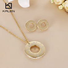Kalen New Rhinestone Gold Color MOM Letters Pendant Necklace Earrings Set C