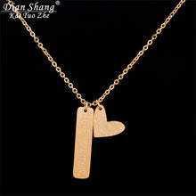 Love You More Bar & Heart Charm Pendant Necklace For Women Romantic Modern