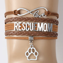 Infinity Love Rescue Mom Bracelets Paw Charm Bracelet  Animal Dog / Cat Pet