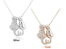 Promotion Sales Crystal Rhinestone Double Cat Necklace Womens Necklaces & P