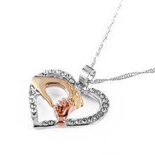 Mother Love Baby Child Rhinestone Big Hand Hold Little Hand Design Heart Ne
