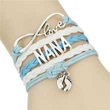 Infinity love mom grandma bracelet heart feet charm Bracelet for women Leat