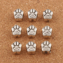 Dog Mom Foot Print Metal Big Hole Beads Fit European Charm Bracelet L1306 1
