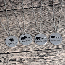Baby Bear Mama Bear Family Necklace 1 4 Bears Silver Round Pendant Necklace