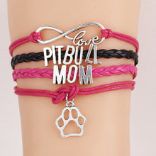 (10Pcs/Lot) Infinity Love Pitbull Mom Bracelet & bangles Heart Charm leathe