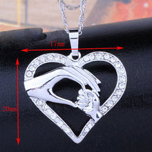 Fashion Mother And Child Necklace Love Mom Crystal Hand In Hand Heart Penda