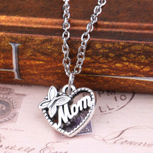 Mom & Child Crystal Gem heart Silver Chain Pendant necklace mother Gifts Wo