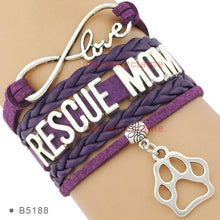 (10 PCS/lot)Infinity Love Rescue Mom Leather Wrap Bracelets Multilayer Dog