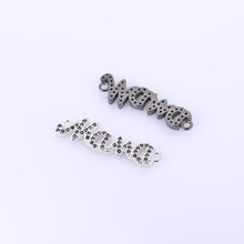 DIY Jewelry Supplies Micro Pave Black Zircon Letter Mama Charm Connector Ac