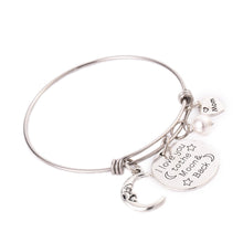 Silver Plated Girls I Love You To the Moon and Back Expandable Wire Bangle