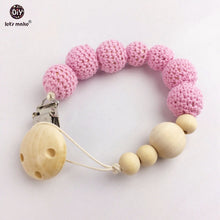 Let's Make Wooden Teething Pacifier Clip Holders 5pc Crochet Beads Pure Col