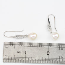 Natural Pearl Earrings 8mm White Genuine Real Freshwater Pearl Dangle Earri