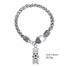 Skyrim Vintage crystal enamel soccer ball mom bracelet on 6mm wheat link ch