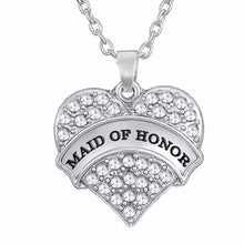 Lemegeton Wedding Jewelry Crystal Heart Pendant Necklaces BRIDE BRIDESMAID