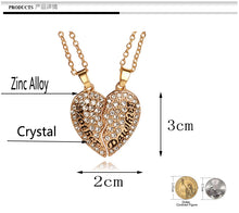 Mother Daughter Necklace Crystal Heart Shaped 2 pcs/set  Heart Pendant Neck