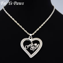 Drop Shipping Corgi Mom Crystal Zircon Heart Pendant Maxi Necklace Boho Dog