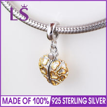 LS 1.4.K G.old Plated Mom Charms Original 925 Sterling Silver Heart Pendant