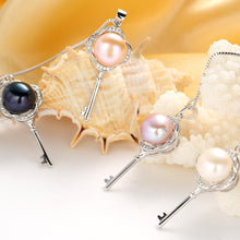 High Quality love key necklaces 100% natural freshwater pearl necklaces & p