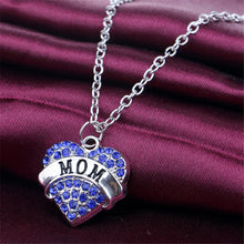 New Heart Pendant Rhinestone Necklace Creative Mom Letter Crystal Pink Whit